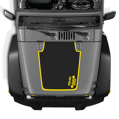 Jeep Wrangler JK/JKU hood decal by CarCode, Style #59, black and gray design on the vehicle's hood for a custom look