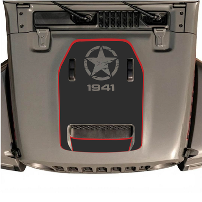 Jeep Wrangler JL/JLU Rubicon 392 and JT Gladiator Mojave hood decal by CarCode, style #87, featuring bold graphic design.