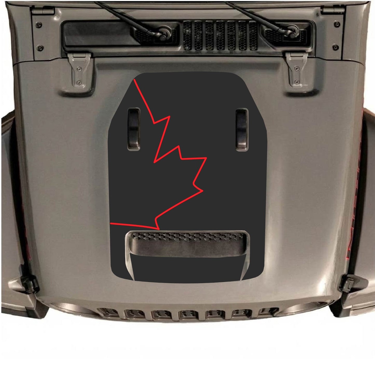 CarCode hood decal for Jeep Wrangler JL/JLU Rubicon 392 and JT Gladiator Mojave 2020-2026, style #28, black graphic design on hood