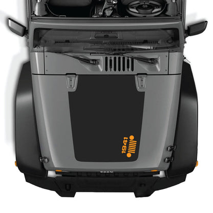 CarCode Jeep Wrangler JK/JKU hood decal style #60, black graphic decal for 2007-2018 Jeep Wrangler exterior customization.