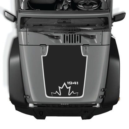 CarCode Jeep Wrangler JK/JKU hood decal Style #20, black graphic sticker for 2007-2018 Jeep Wrangler outdoor vehicle decal