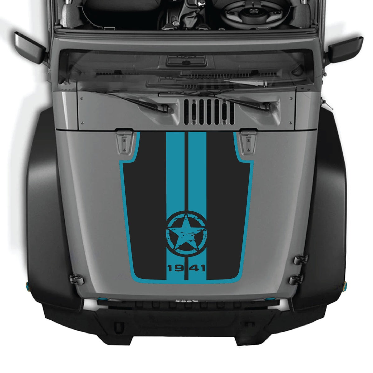 CarCode hood decal for Jeep Wrangler JK/JKU 2007-2018, style #63, featuring bold graphic design on the vehicle's hood.
