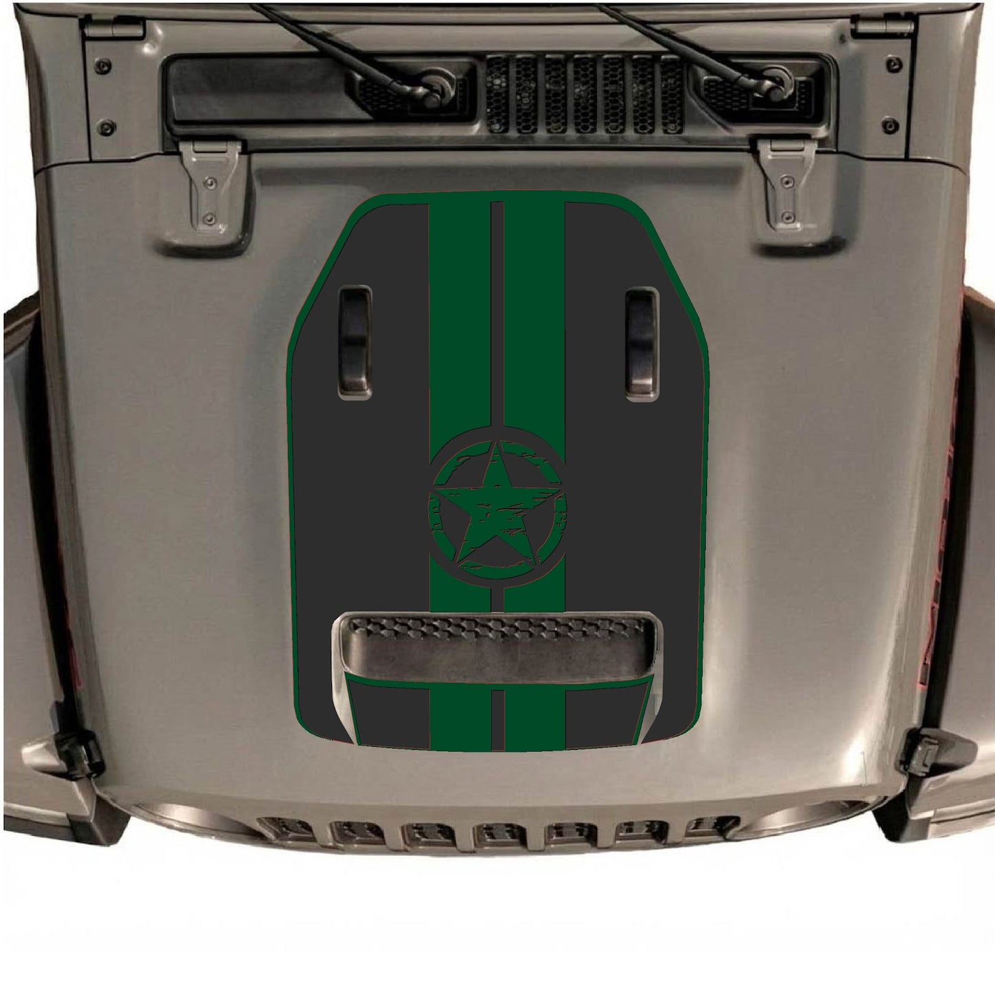 CarCode hood decal for Jeep Wrangler JL/JLU Rubicon 392 and JT Gladiator Mojave 2020-2026, style #09, featuring bold graphic design.