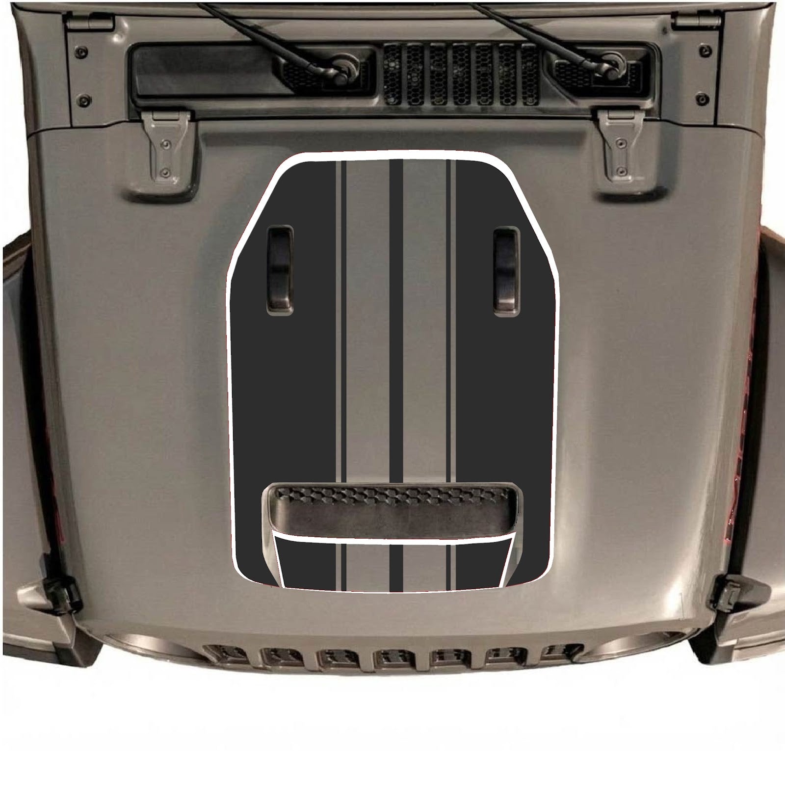 CarCode Jeep Wrangler JL/JLU Rubicon 392 and Gladiator Mojave hood decal, stylish sticker for 2020-2026 models showing detailed design