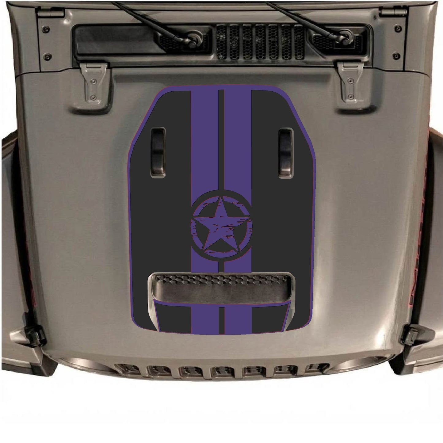 CarCode hood decal for Jeep Wrangler JL/JLU Rubicon 392 and JT Gladiator Mojave 2020-2026, style #09, shown on vehicle hood.
