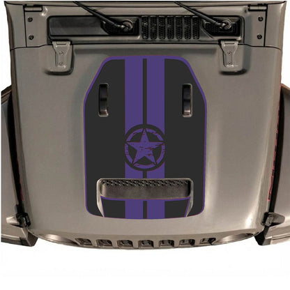 CarCode hood decal for Jeep Wrangler JL/JLU Rubicon 392 and JT Gladiator Mojave 2020-2026, style #09, shown on vehicle hood.