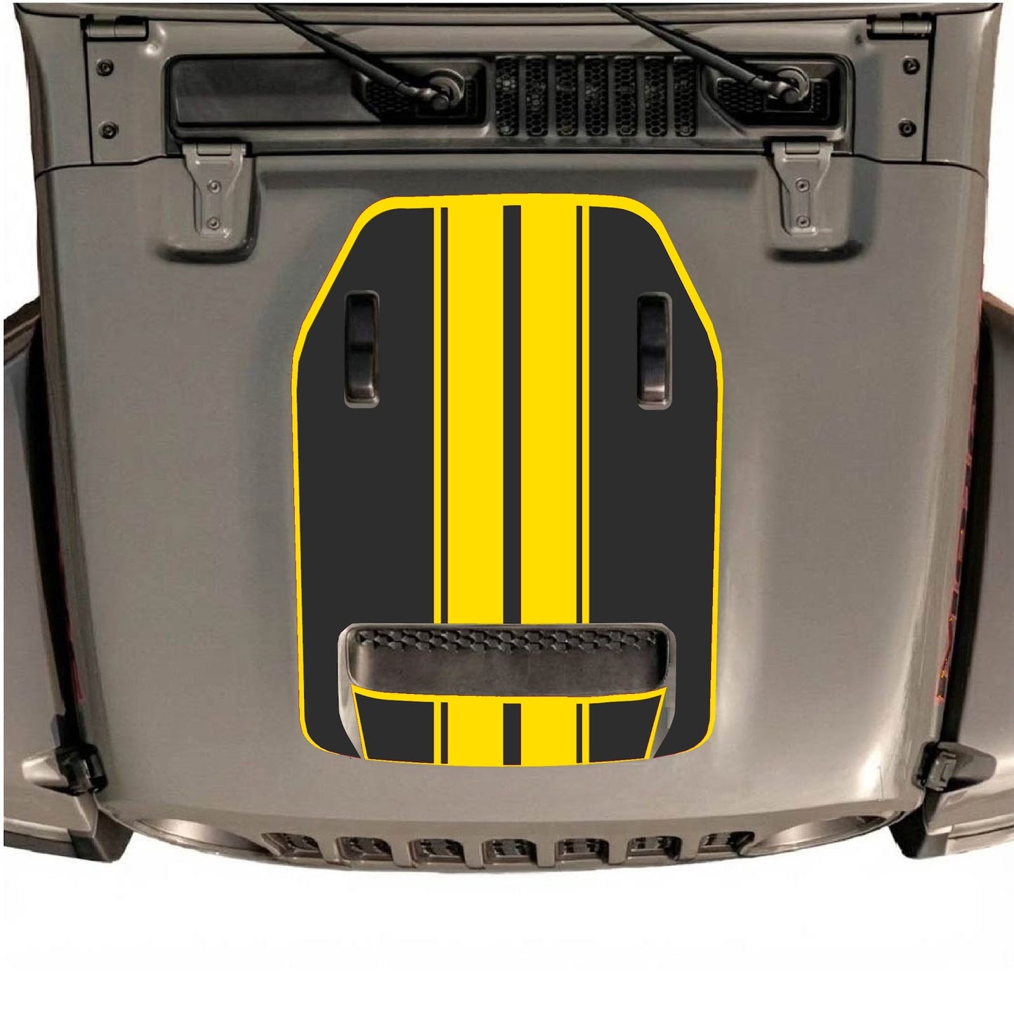 CarCode hood decal for Jeep Wrangler JL/JLU Rubicon 392 and JT Gladiator Mojave 2020-2026, style #11, shown on vehicle hood.