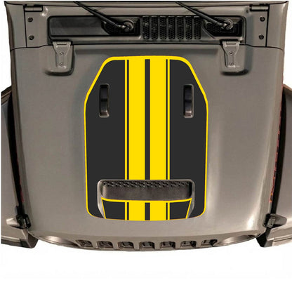 CarCode hood decal for Jeep Wrangler JL/JLU Rubicon 392 and JT Gladiator Mojave 2020-2026, style #11, shown on vehicle hood.