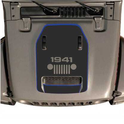 Jeep Wrangler JL/JLU Rubicon 392 or Gladiator Mojave hood decal by CarCode, style #92, in black with bold graphic design.