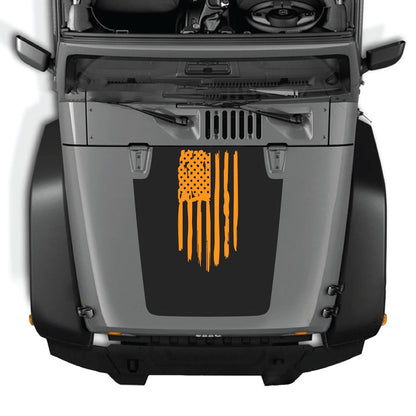 CarCode Jeep Wrangler JK/JKU hood decal Style #03, black graphic sticker on vehicle's hood for 2007-2018 models
