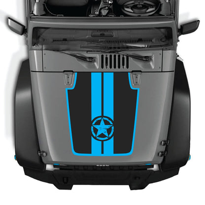 CarCode Jeep Wrangler JK/JKU hood decal Style #42, black vinyl sticker with bold design on vehicle hood.