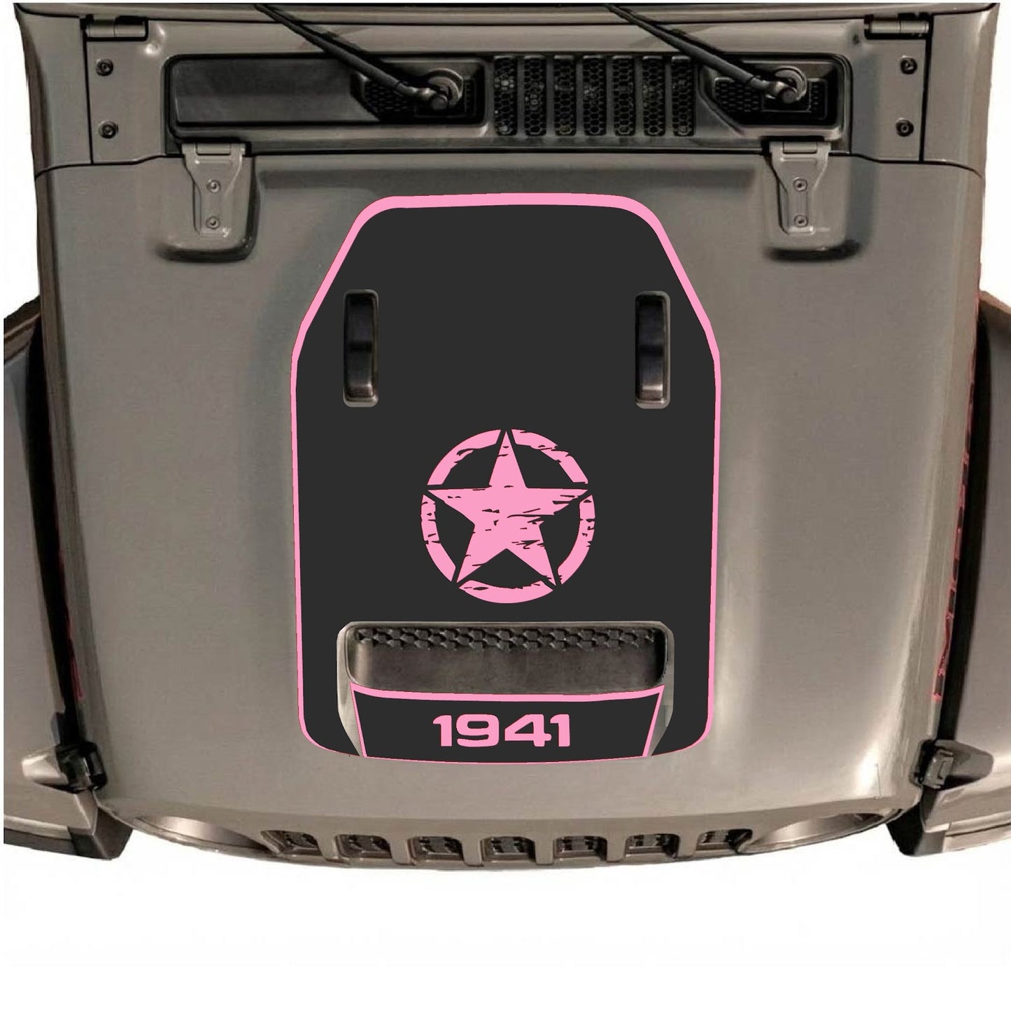 CarCode hood decal for Jeep Wrangler JL/JLU Rubicon 392 and JT Gladiator Mojave, style #43, featuring bold graphic design.