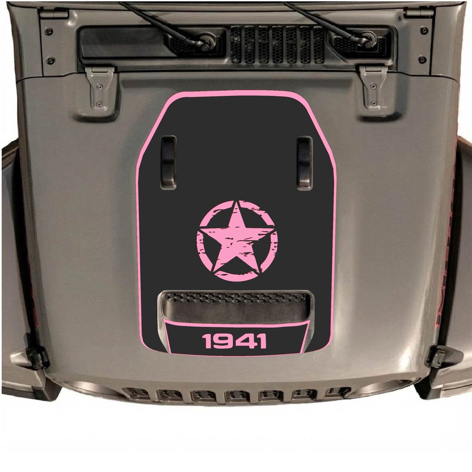 CarCode hood decal for Jeep Wrangler JL/JLU Rubicon 392 and JT Gladiator Mojave, style #43, featuring bold graphic design.