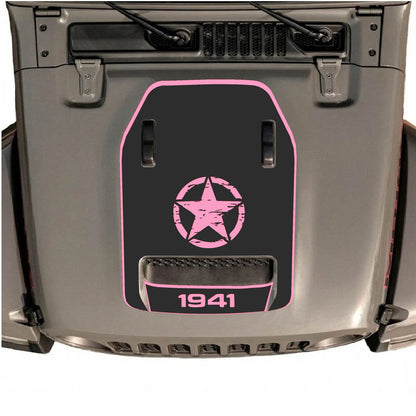 CarCode hood decal for Jeep Wrangler JL/JLU Rubicon 392 and JT Gladiator Mojave, style #43, featuring bold graphic design.