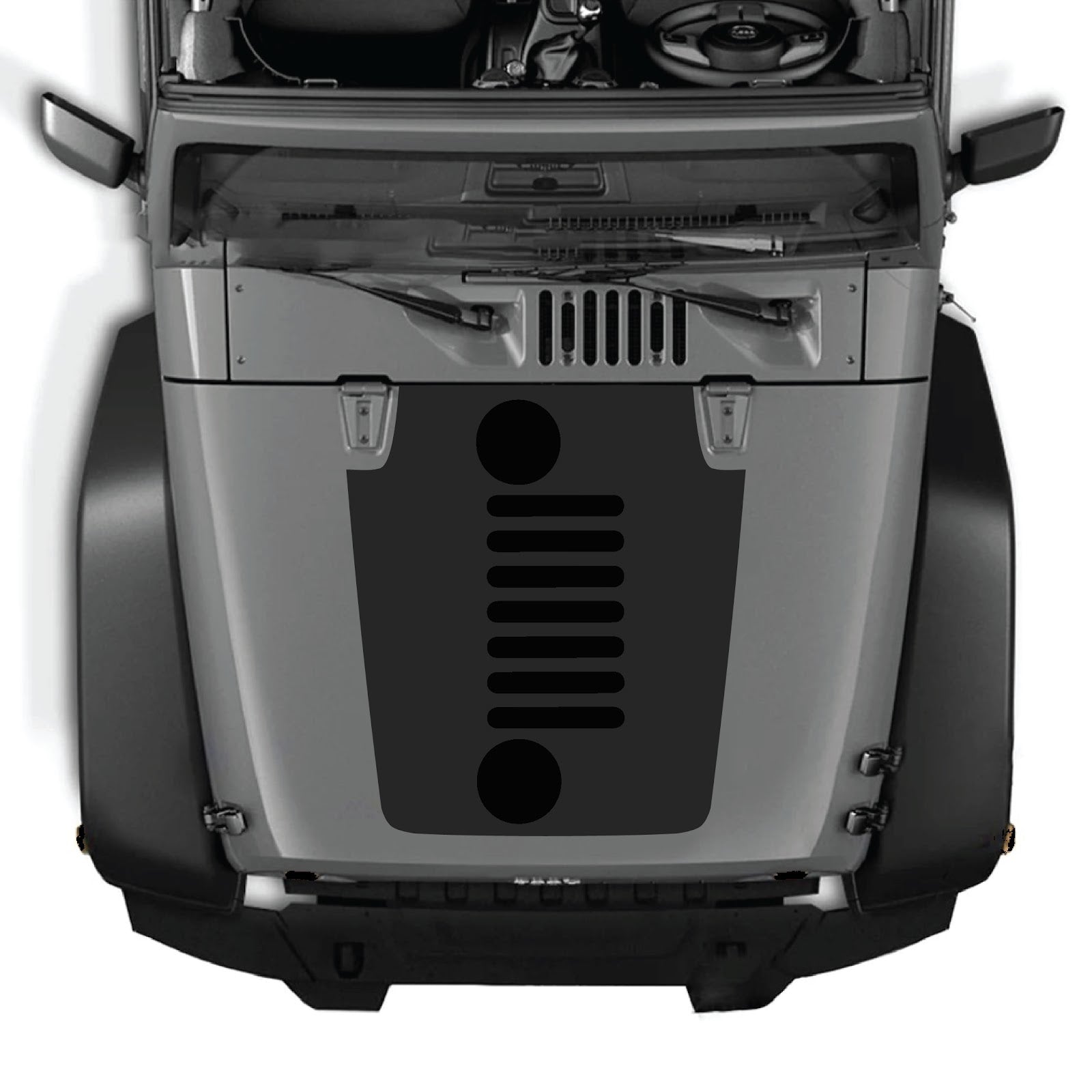 CarCode hood decal for Jeep Wrangler JK/JKU 2007-2018, style #51, featuring a sleek, custom design on the vehicle's hood.