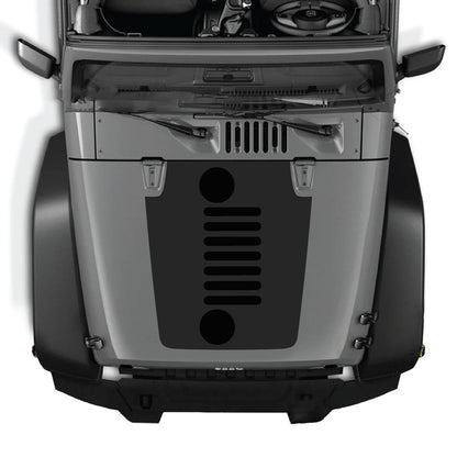 CarCode hood decal for Jeep Wrangler JK/JKU 2007-2018, style #51, featuring a sleek, custom design on the vehicle's hood.