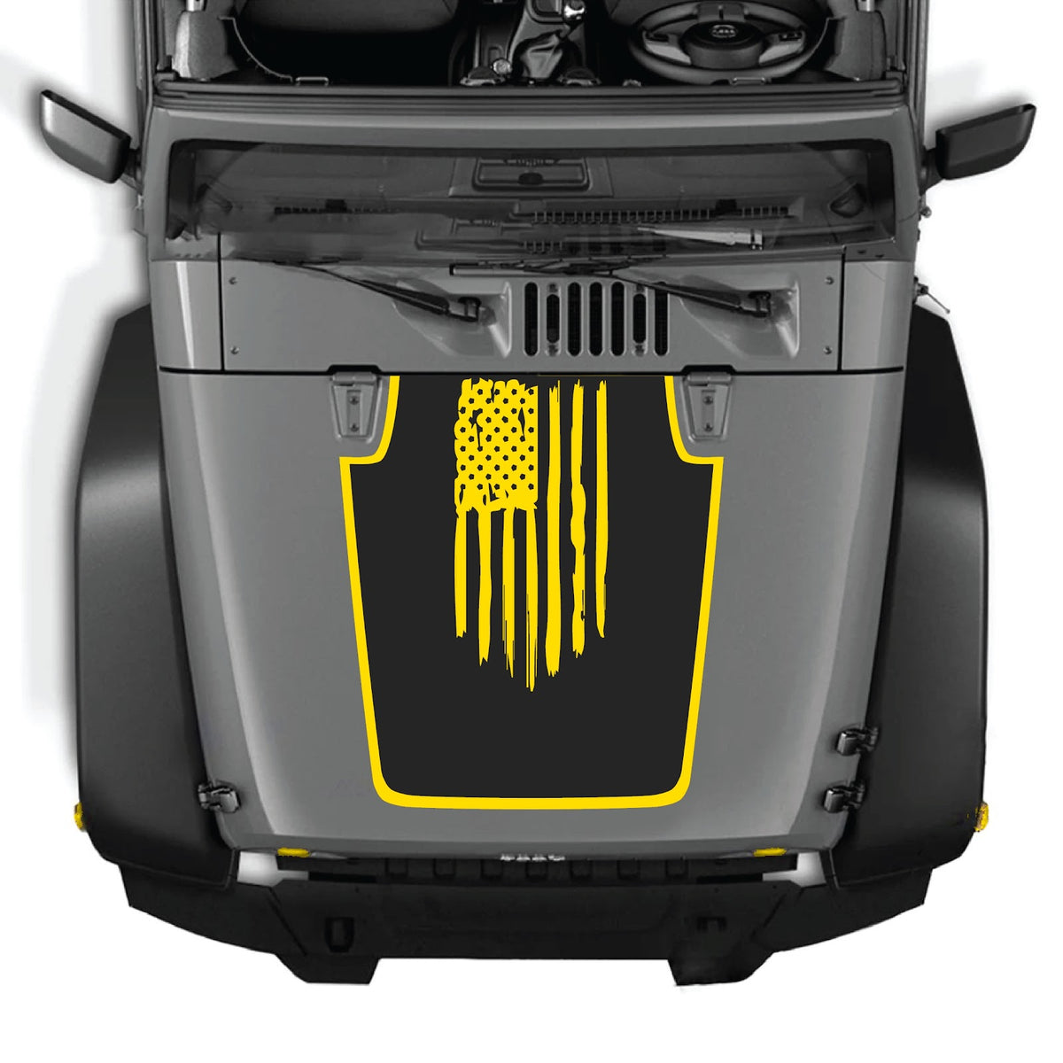 CarCode Jeep Wrangler JK/JKU hood decal in style #05, black and white graphic design on vehicle hood.