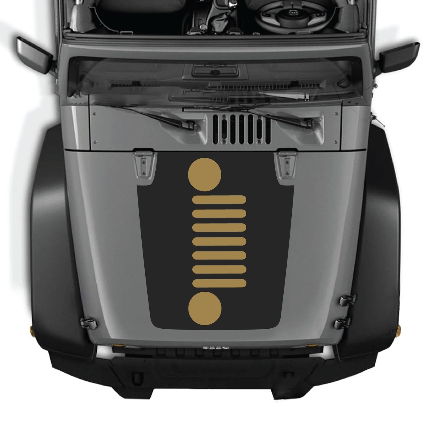 Jeep Wrangler JK/JKU hood decal by CarCode, style #51, black graphic design on hood of a 2007-2018 Jeep Wrangler.
