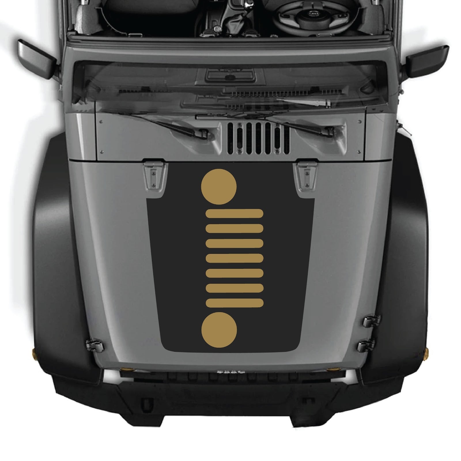 Jeep Wrangler JK/JKU hood decal by CarCode, style #51, black graphic design on hood of a 2007-2018 Jeep Wrangler.