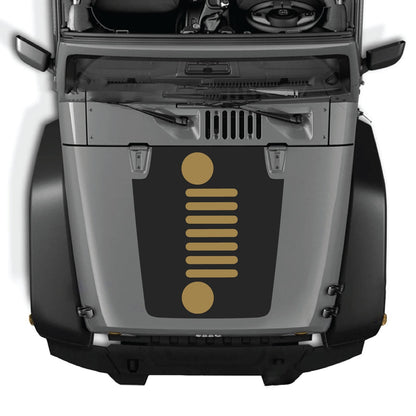 Jeep Wrangler JK/JKU hood decal by CarCode, style #51, black graphic design on hood of a 2007-2018 Jeep Wrangler.