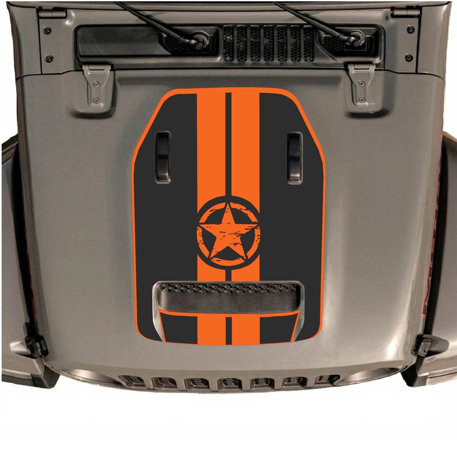 CarCode hood decal for Jeep Wrangler JL/JLU Rubicon 392 and JT Gladiator Mojave 2020-2026, style #09, shown on vehicle hood.