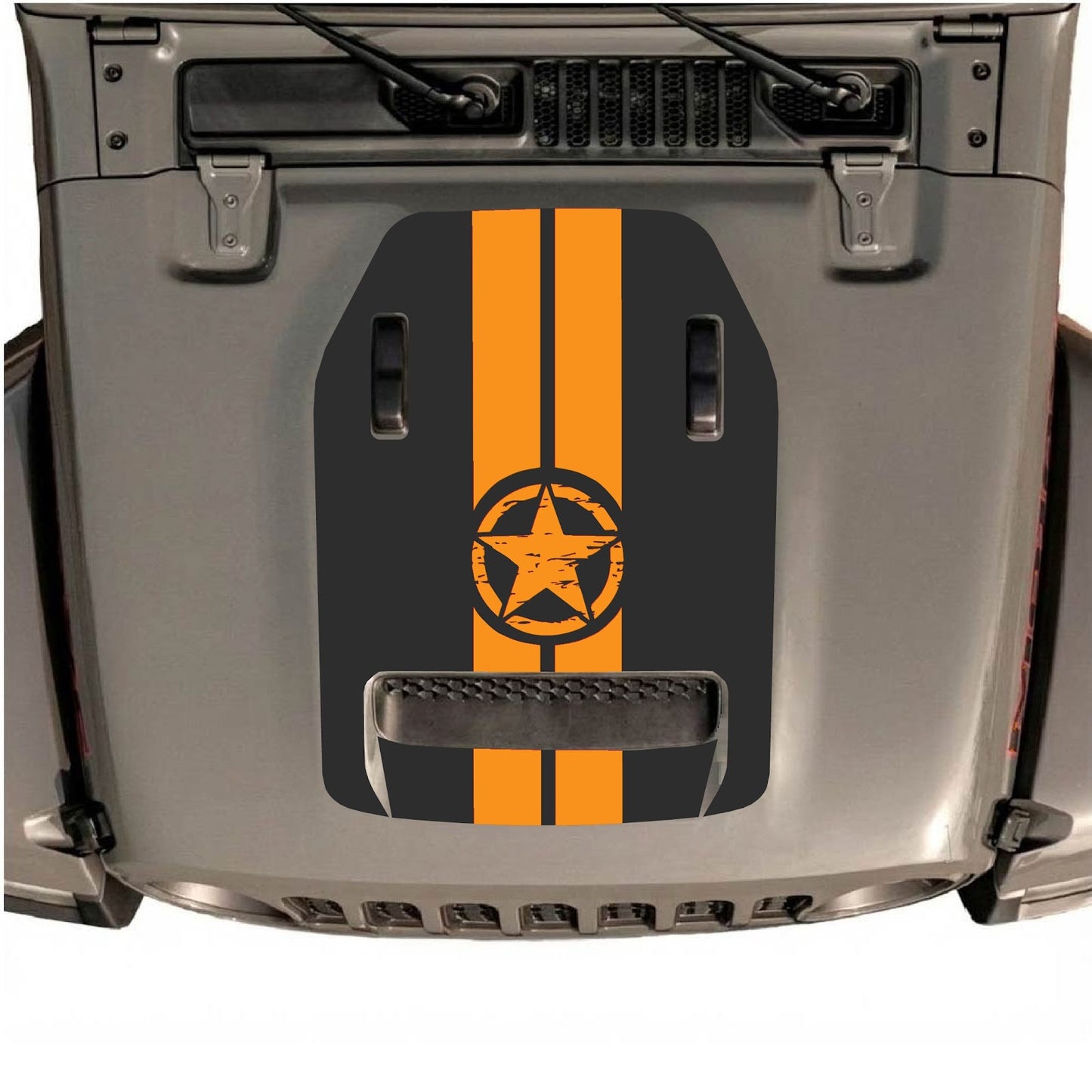 CarCode hood decal for Jeep Wrangler JL/JLU Rubicon 392 and JT Gladiator Mojave 2020-2026, style #10, shown on vehicle hood.