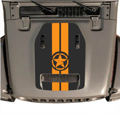 CarCode hood decal for Jeep Wrangler JL/JLU Rubicon 392 and JT Gladiator Mojave 2020-2026, style #10, shown on vehicle hood.