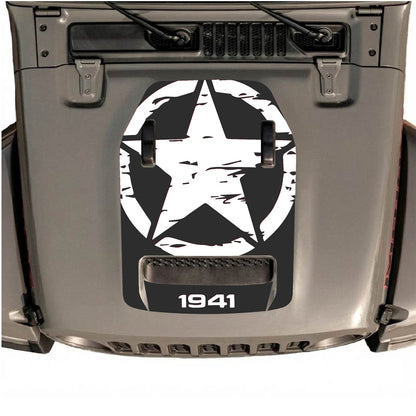 Autocollant de capot CarCode pour Jeep Wrangler JL/JLU Rubicon 392 et JT Gladiator Mojave, style #34, avec un graphisme audacieux sur le capot