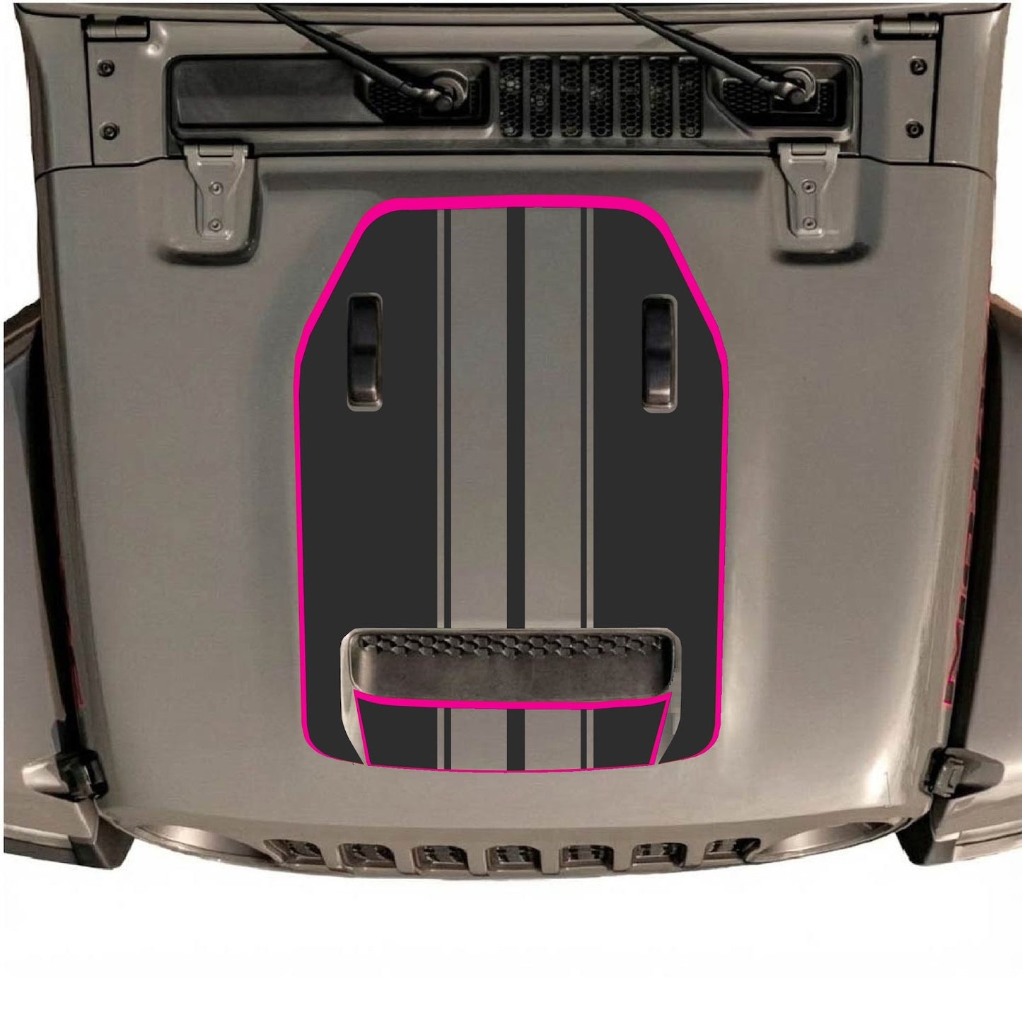 CarCode hood decal for Jeep Wrangler JL/JLU Rubicon 392 and JT Gladiator Mojave 2020-2026, style #74, shown on vehicle hood