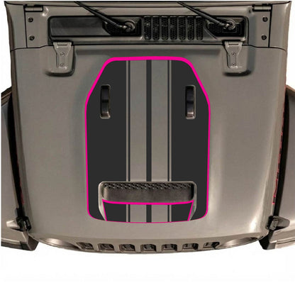 CarCode hood decal for Jeep Wrangler JL/JLU Rubicon 392 and JT Gladiator Mojave 2020-2026, style #74, shown on vehicle hood