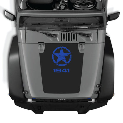 CarCode hood decal for Jeep Wrangler JK/JKU 2007-2018, Style #46, black and gray graphic design on the vehicle's hood