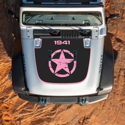 CarCode hood decal for Jeep Wrangler JL JLU and Gladiator JT, stylish #26 design on standard 2018+ Jeep hood.