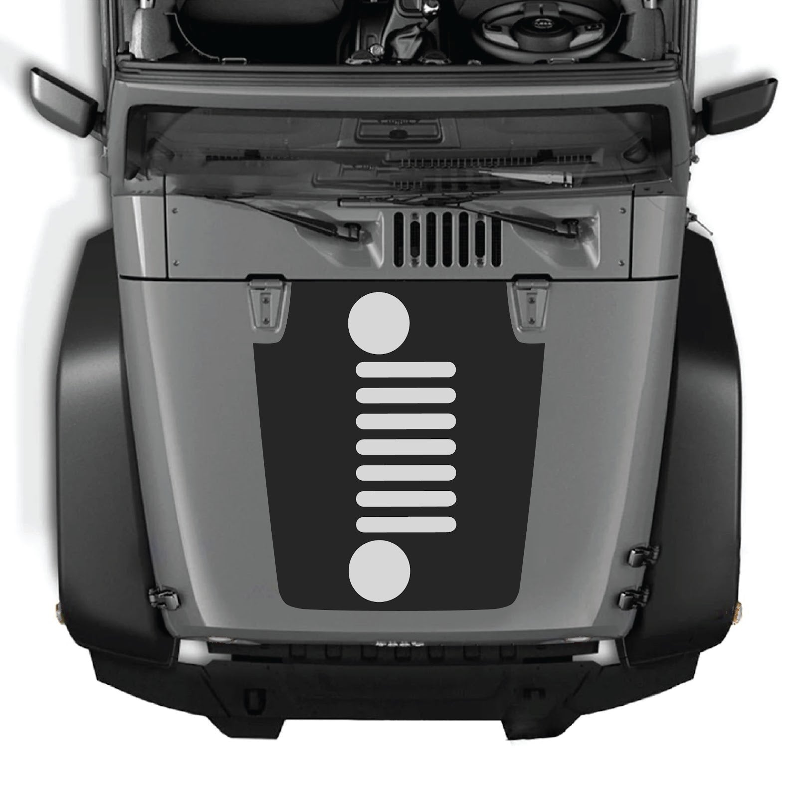 CarCode Jeep Wrangler JK/JKU hood decal Style #51, black graphic sticker for 2007-2018 Jeep Wrangler exterior customization