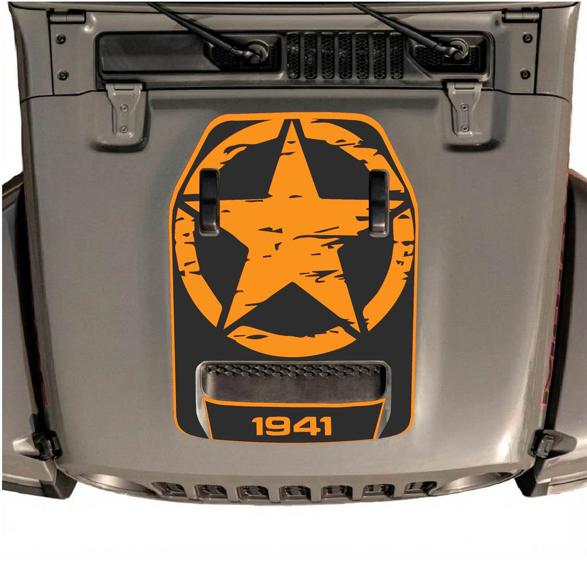 CarCode hood decal for Jeep Wrangler JL/JLU Rubicon 392 and JT Gladiator Mojave, style #33, visible on vehicle hood.