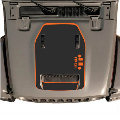 CarCode hood decal for Jeep Wrangler JL/JLU Rubicon 392 and JT Gladiator Mojave, style #55, shown on vehicle hood.