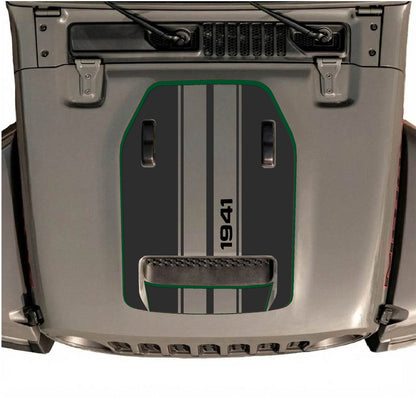 CarCode hood decal for Jeep Wrangler JL/JLU Rubicon 392 and JT Gladiator Mojave 2020-2026, style #72, shown on vehicle hood.