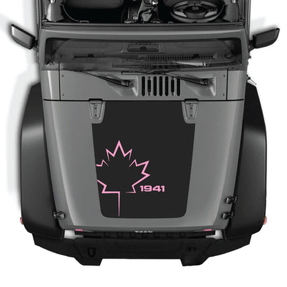 CarCode hood decal for Jeep Wrangler JK/JKU 2007-2018, Style #10, with black and white graphic design on the vehicle's hood