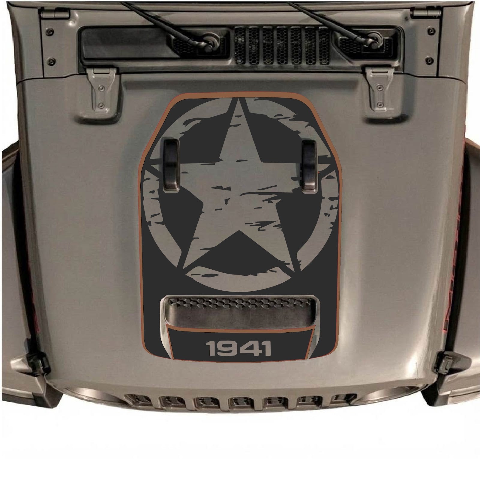 CarCode hood decal for Jeep Wrangler JL/JLU Rubicon 392 and JT Gladiator Mojave 2020-2026, stylish automotive graphic design