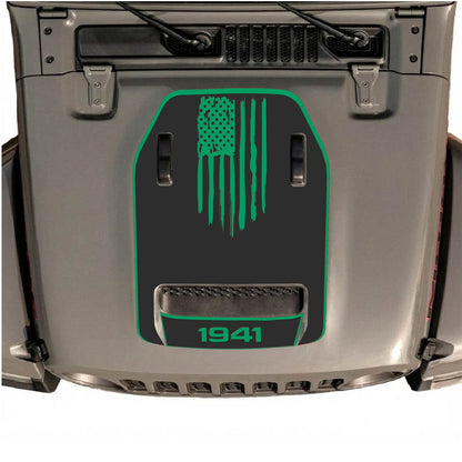 CarCode hood decal for Jeep Wrangler JL/JLU Rubicon 392 and JT Gladiator Mojave 2020-2026, style #29, shown on vehicle hood.