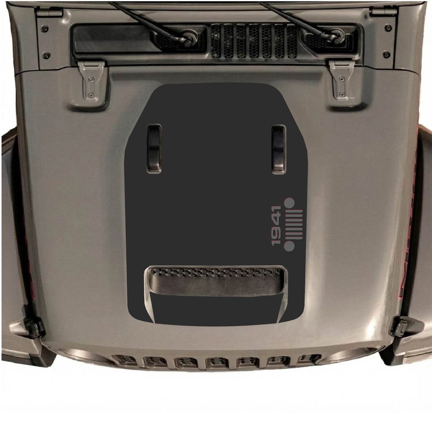 CarCode hood decal for Jeep Wrangler JL/JLU Rubicon 392 and JT Gladiator Mojave, style #56, featuring bold graphic design.