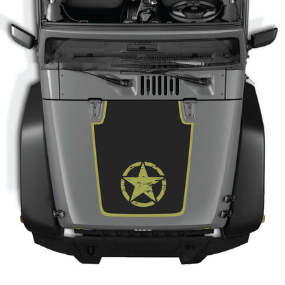 Jeep Wrangler JK/JKU hood decal by CarCode, Style #21, black and gray graphic design on vehicle hood for 2007-2018 models.