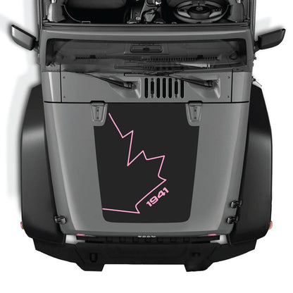 CarCode hood decal for Jeep Wrangler JK/JKU 2007-2018, style #08, shown applied on vehicle's hood with bold design