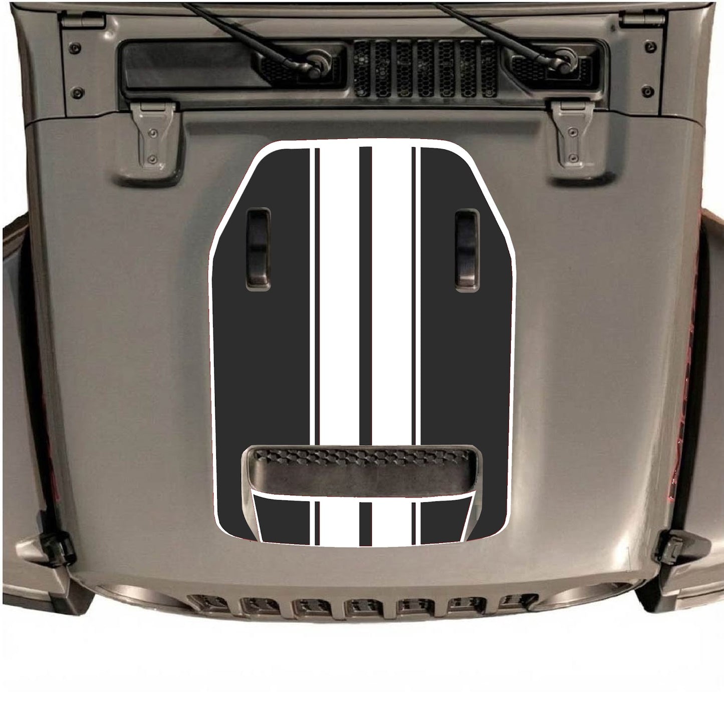 CarCode hood decal for Jeep Wrangler JL/JLU Rubicon 392 and JT Gladiator Mojave 2020-2026, style #11, applied on vehicle hood
