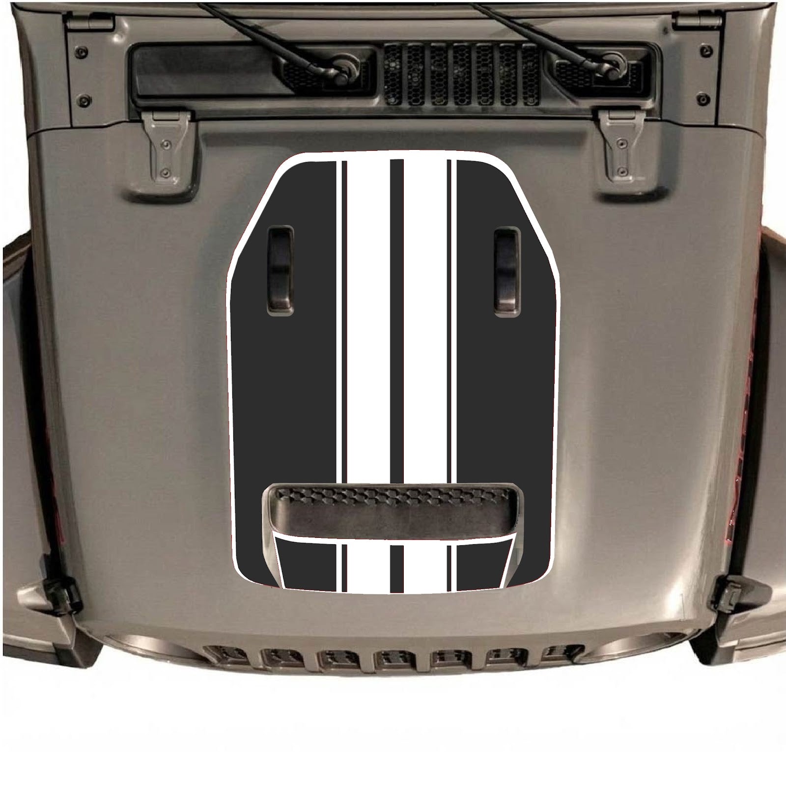 CarCode hood decal for Jeep Wrangler JL/JLU Rubicon 392 and JT Gladiator Mojave 2020-2026, style #11, applied on vehicle hood