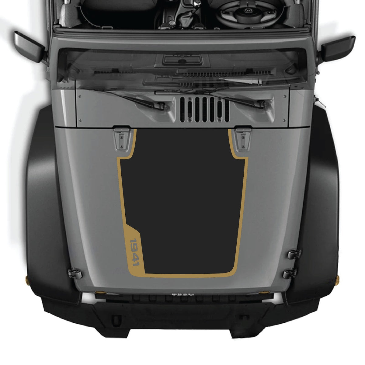 CarCode hood decal for Jeep Wrangler JK/JKU 2007-2018, style #86, featuring bold graphic design on the vehicle's hood.