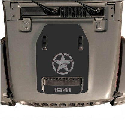 CarCode autocollant de capot pour Jeep Wrangler JL/JLU Rubicon 392 et JT Gladiator Mojave, style #44, design noir et gris sur le capot du véhicule