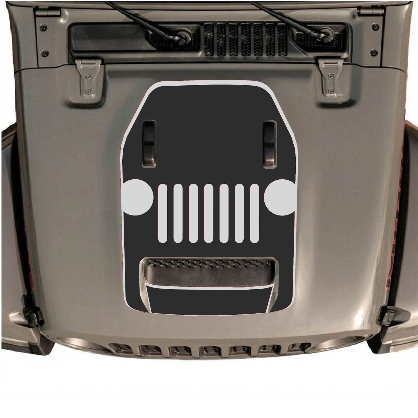 CarCode hood decal for Jeep Wrangler JL/JLU Rubicon 392 and JT Gladiator Mojave 2020-2026, style #03, shown on vehicle hood.