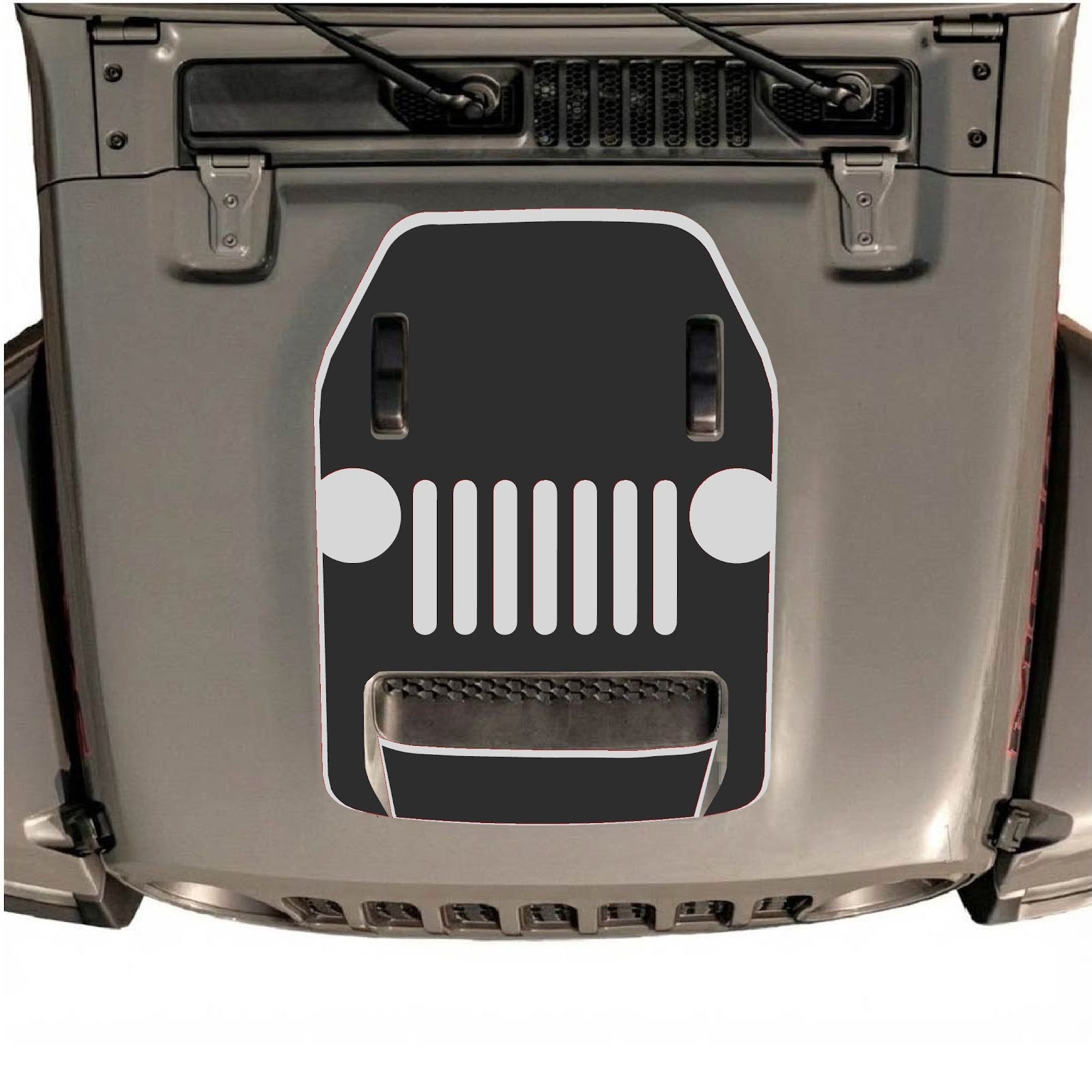 CarCode hood decal for Jeep Wrangler JL/JLU Rubicon 392 and JT Gladiator Mojave 2020-2026, style #03, shown on vehicle hood.