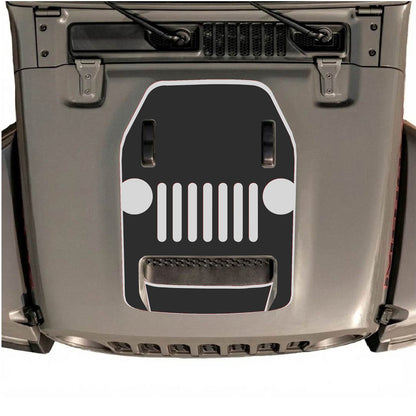 CarCode hood decal for Jeep Wrangler JL/JLU Rubicon 392 and JT Gladiator Mojave 2020-2026, style #03, shown on vehicle hood.