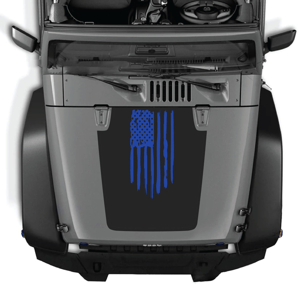 CarCode hood decal for Jeep Wrangler JK/JKU 2007-2018, Style #03, black and white graphic design on vehicle hood
